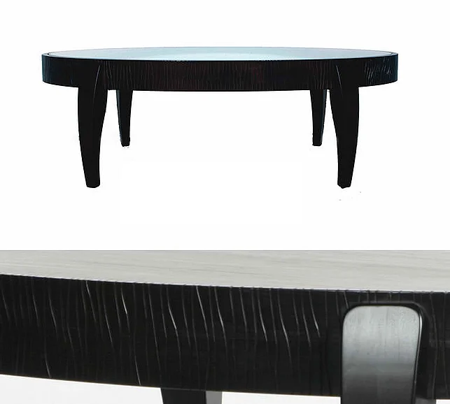 Indo Puri Garis Oval Coffee Table in Chocolate Brown