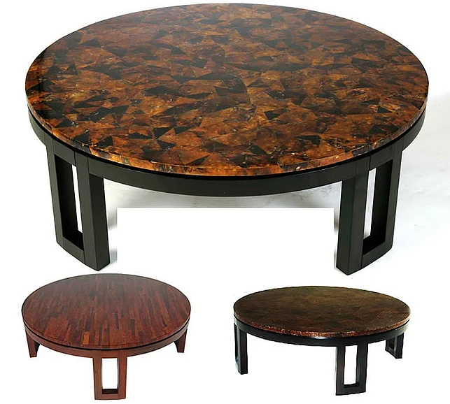 Indo Puri Kan All Wood 40" Round Coffee Table in Espresso
