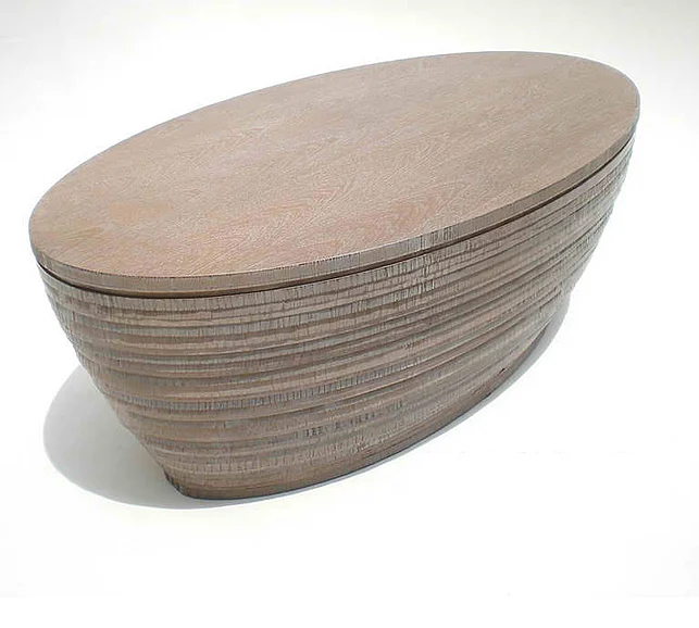 Indo Puri Lapis Oval Coffee Table in Latte