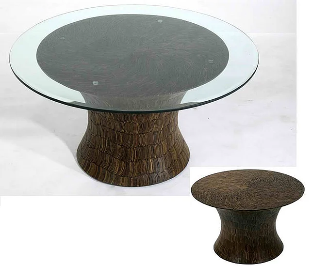 Indo Puri Lumpang Round Coffee Table in Coco