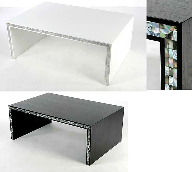 Indo Puri Metro Coffee Table w/ Mother of Pearls in White