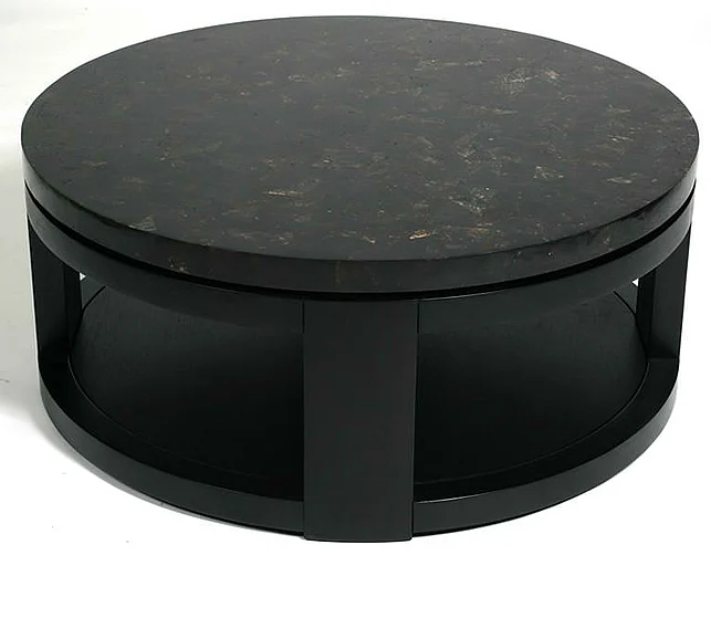 Indo Puri Nam 48" Cinnamon Round Coffee Table in Espresso