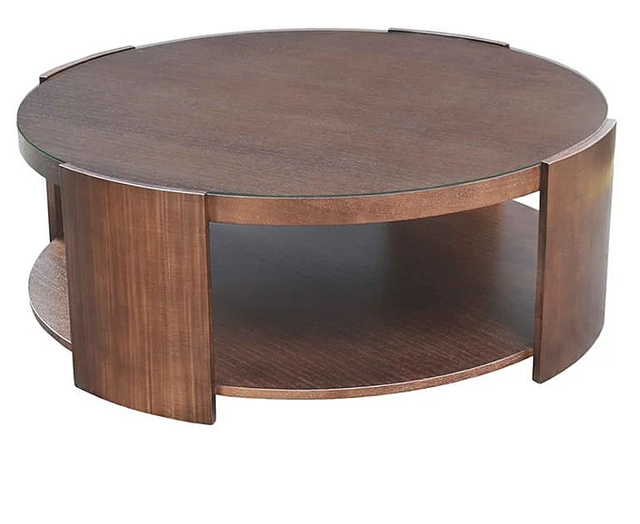 Indo Puri Over The Moon Round Coffee Table in Dark Walnut