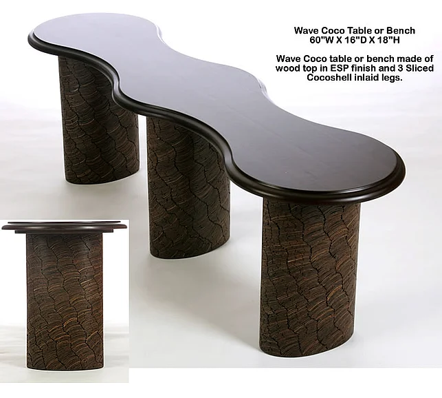 Indo Puri Wave 48" Bench in Espresso