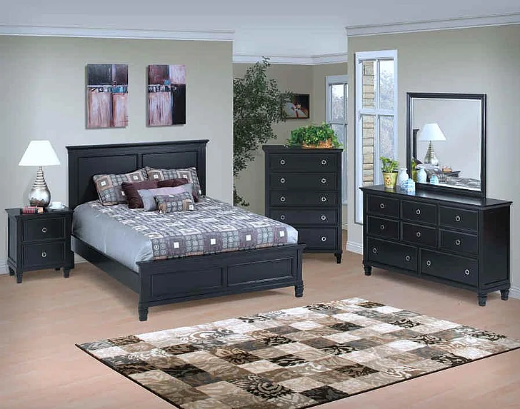 New Classic Tamarack Panel Bedroom Set in Black