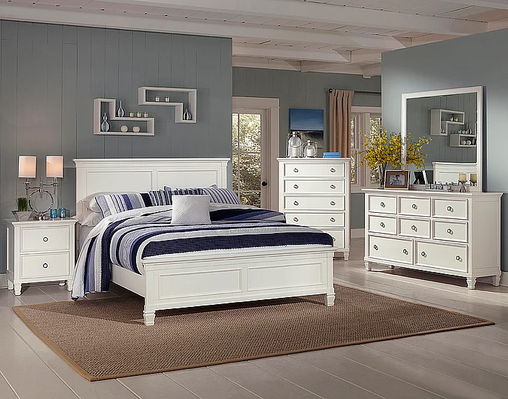 New Classic Tamarack Panel Bedroom Set in White