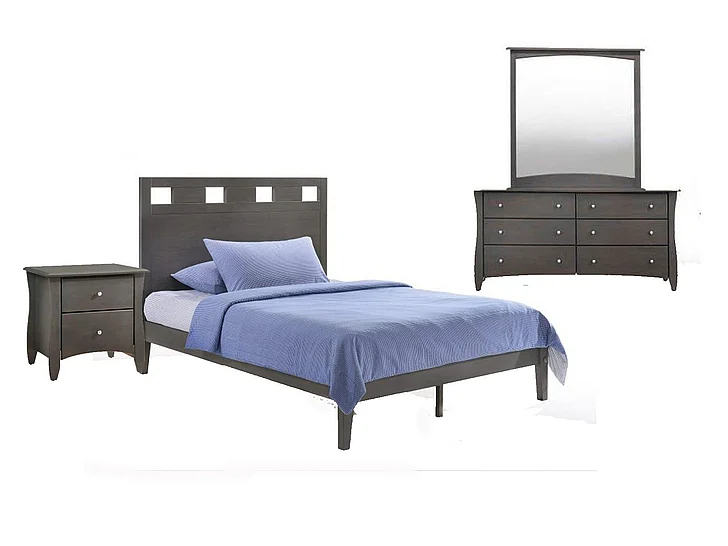 Night & Day Tamarind 4pc Platform Bedroom Set in Stonewash