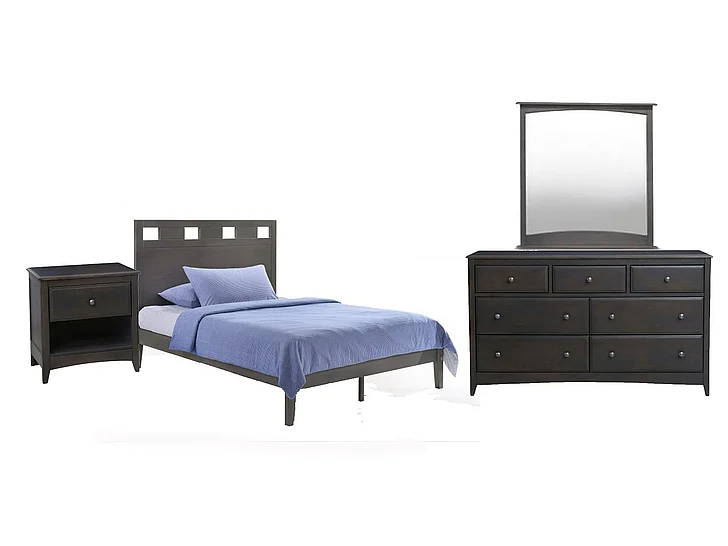 Night & Day Tamarind 4pc Platform Bedroom Set in Stonewash