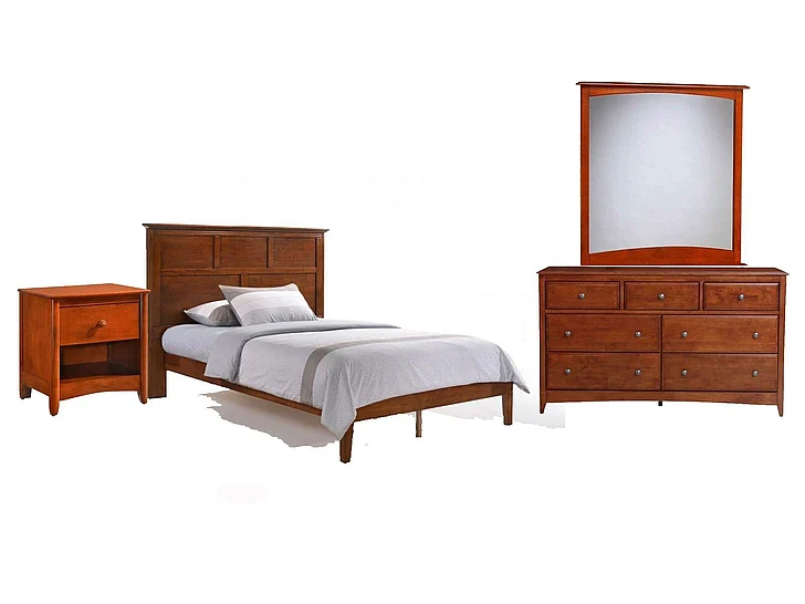 Night & Day Tarragon 4pc Platform Bedroom Set in Cherry