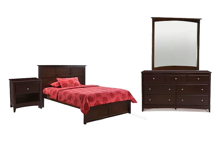 Night & Day Tarragon 4pc Platform Bedroom Set in Chocolate