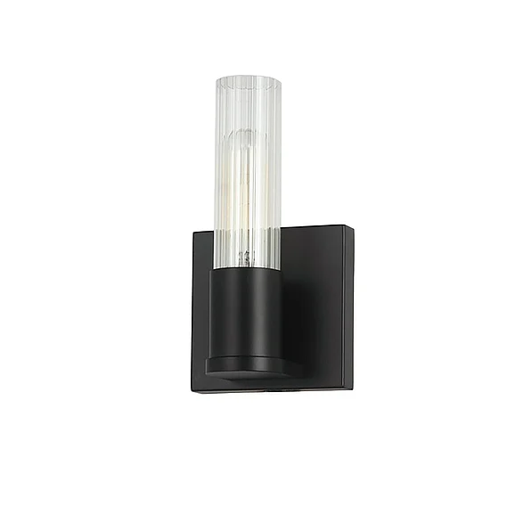Dainolite 1LT Incand Wall Sconce, MB w/ CLR Fluted Glass TBE-41W-MB