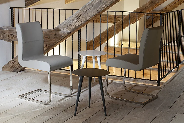 Casabianca Home Stella Italian Leather Dining Chair (Set of 2) in Gray TC-2005-GR