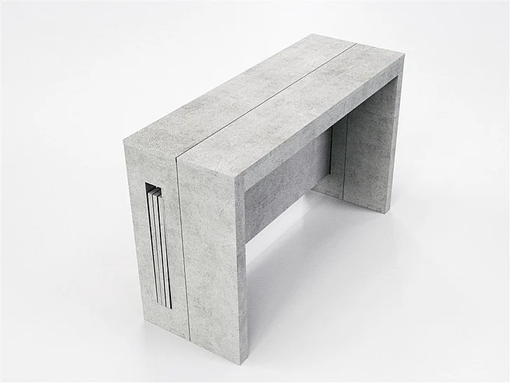 Casabianca Home Erika Extendable Console Table in Light Gray Concrete Grain Melamine TC-540B-GR