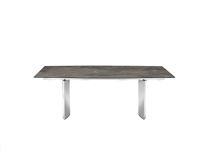 Casabianca Home Allegra Extendable Dining Table in Brown Marbled Porcelain Top on Glass TC-MAN06EMP