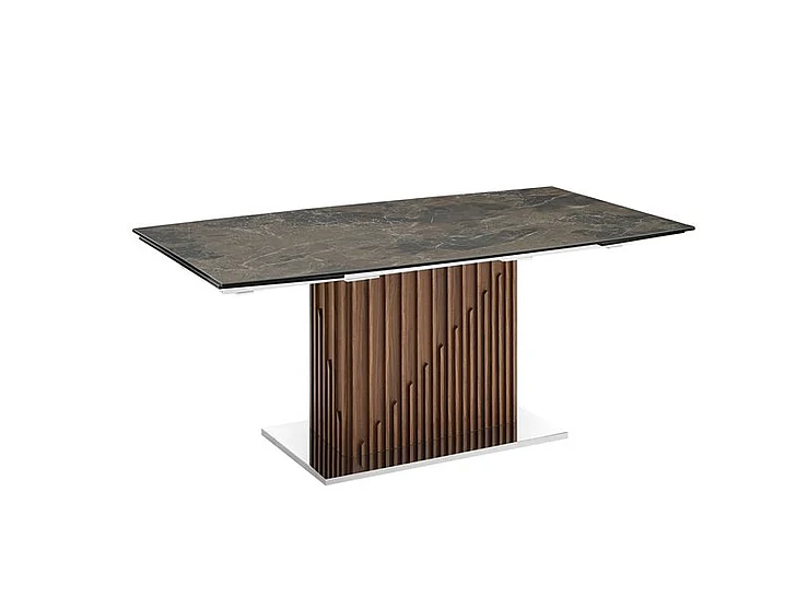Casabianca Home Moon Extendable Dining Table in Brown Marbled Porcelain Top TC-MAN08WALEMP