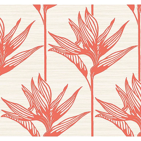 York E23-Tropics Resource Library Bird of Paradise Coral Wallpaper TC2676 (Double Roll)