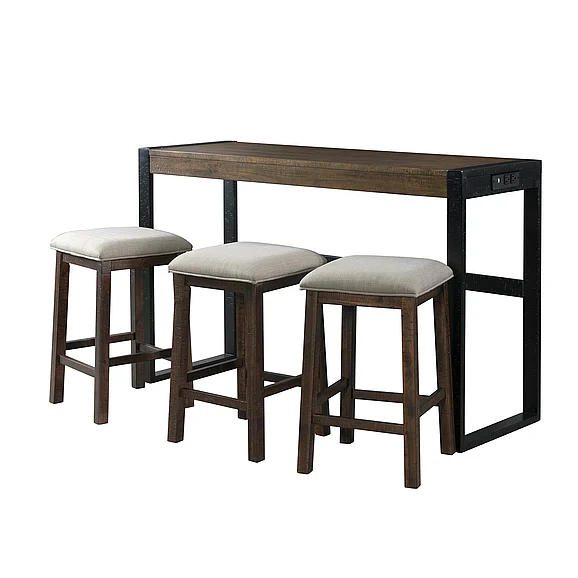 Elements International Caesar Occasional Bar Table (Table + Three Stools) TCA100BTSP