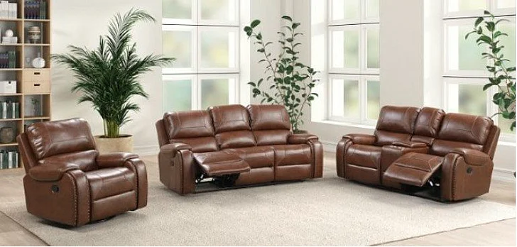Furniture of America Tepic 2pc Reclining Living Room Set in Brown