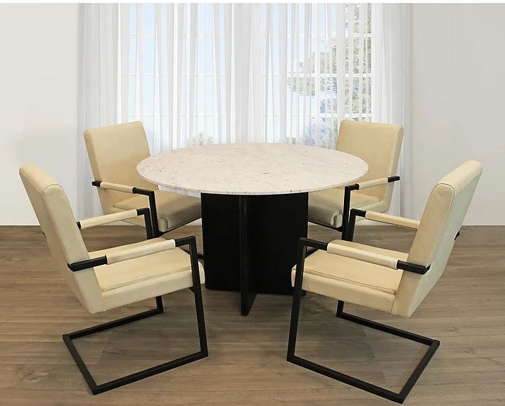 Moti Furniture Terra 48 Inch 5pc Round Dining Set in White and Black