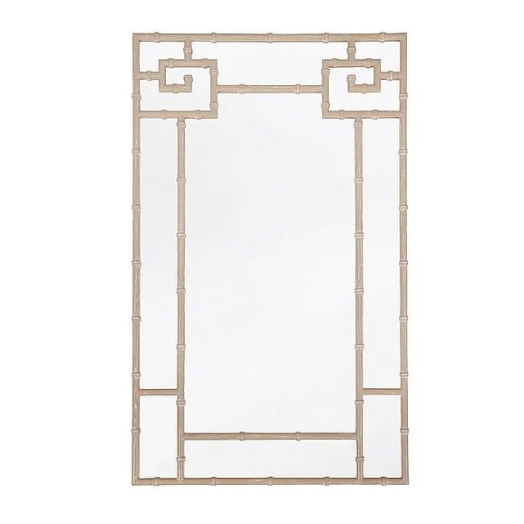 Worlds Away Tessa Bamboo Detail Mirror in Light Cerused Oak TESSA CO