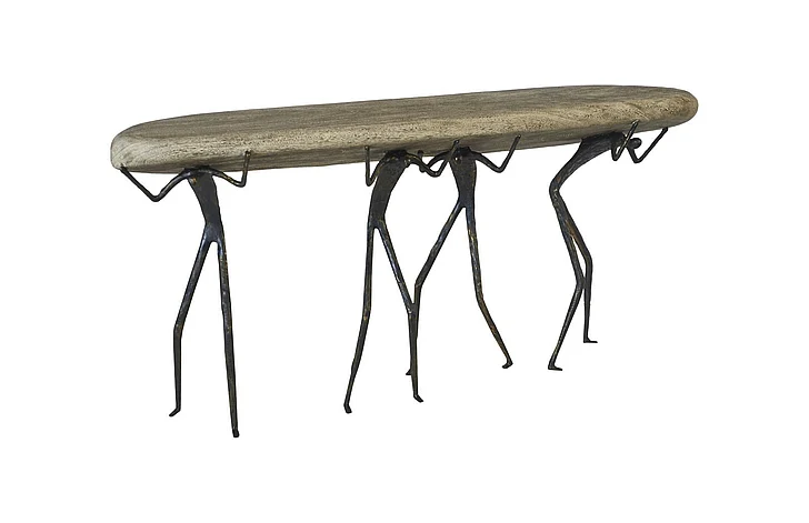 Phillips Collection Atlas Console Table in Gray Stone TH100399