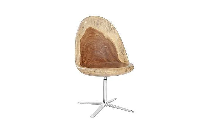 Phillips Collection Smoothed Swivel Chair with Stainless Steel Base in Brown and Silver TH100627
