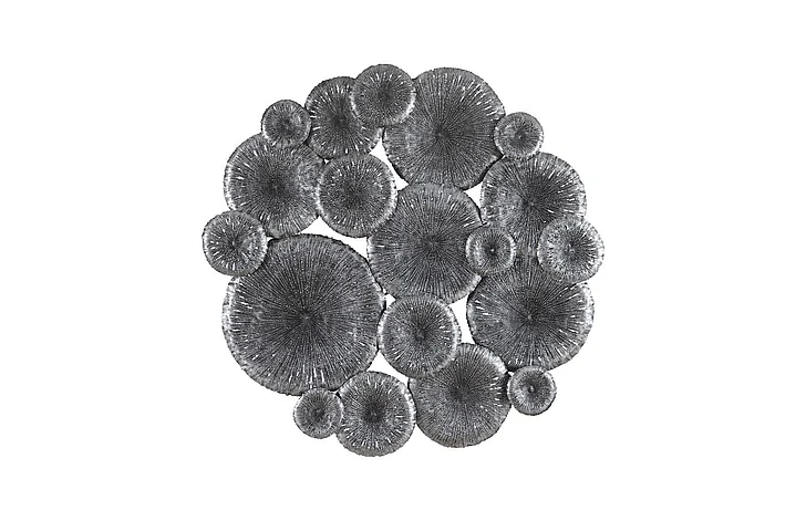 Phillips Collection Round Lotus Collage Wall Art in Silver/Black TH100852