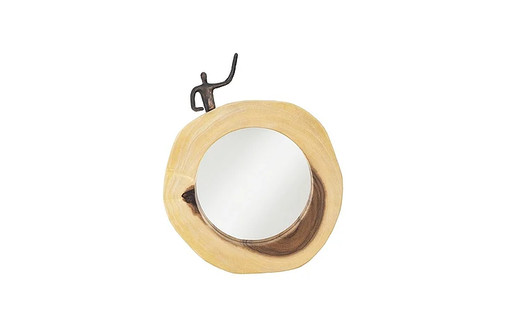 Phillips Collection Figure Balancing Cross Cut Mirror in Natural TH101641