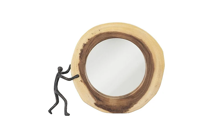 Phillips Collection Atlas Figure Pushing Cross Cut Mirror in Natural TH102267