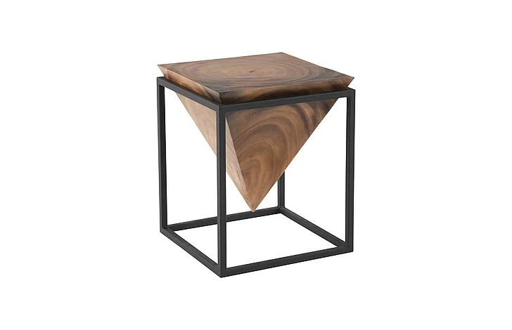 Phillips Collection Inverted Pyramid Small Side Table in Natural/Black TH105233