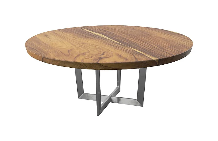 Phillips Collection Chuleta Round Dining Table in Stainless Steel Base, Natural TH108094