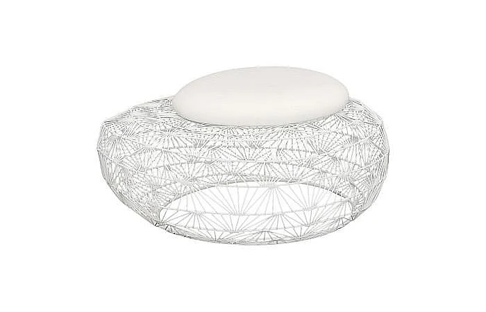 Phillips Collection Wire Mesh Stone Stool with Cushion Small in White TH110596