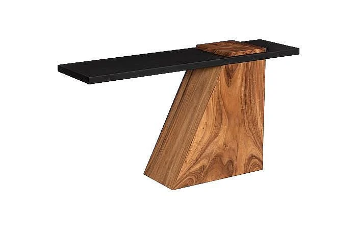 Phillips Collection Slant Console Table in Natural and Black TH113554