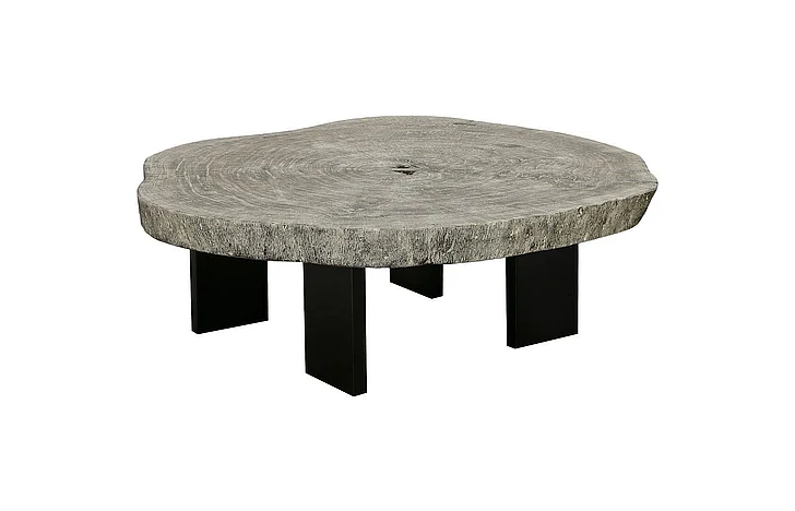 Phillips Collection Floating Coffee Table with Black Legs in Gray Stone TH113887