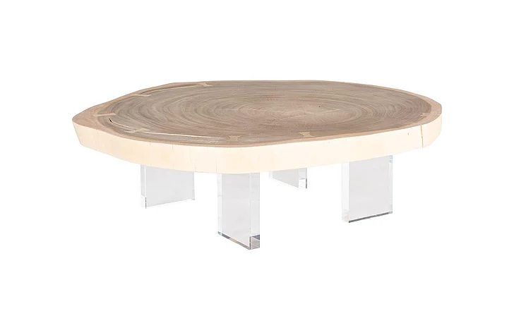 Phillips Collection Floating Coffee Table with Acrylic Legs in Bleached TH115243