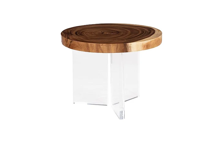 Phillips Collection Floating Round Coffee Table With Acrylic Legs, Natural TH119070