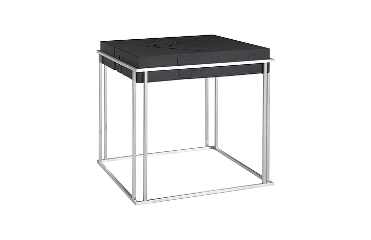 Phillips Collection Burnt Cube Side Table in Black TH74112