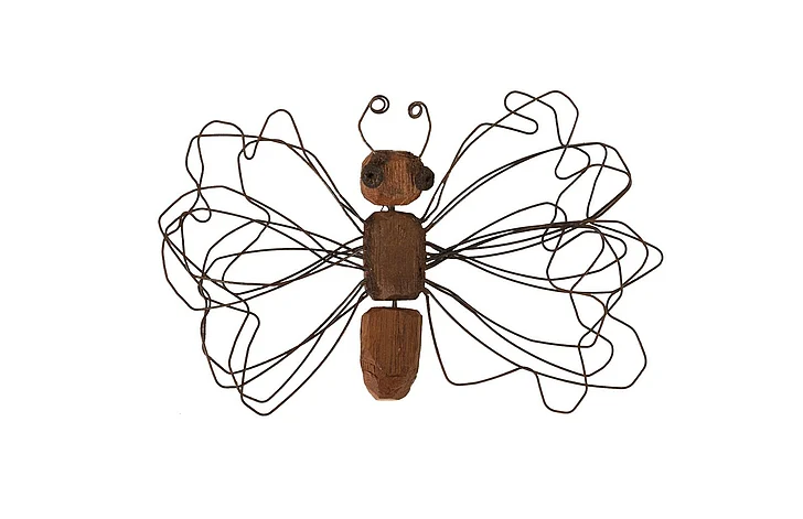 Phillips Collection Small Wire Wing Butterfly Wall Art in Natural TH76839