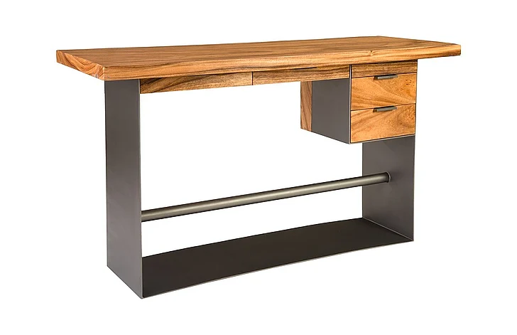 Phillips Collection Iron Frame Standing Desk with Drawers in Natural/Black TH82453