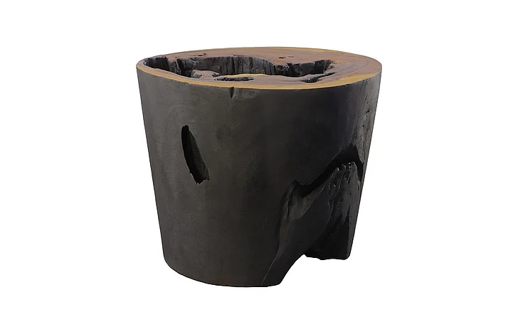 Phillips Collection Chamcha Wood Side Table Burnt Edge in Charred/Natural TH84093