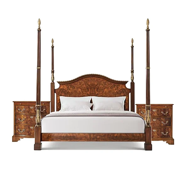Theodore Alexander Althorp Living History The India Silk 2pc Poster Bedroom Set in Ramsey Mahogany