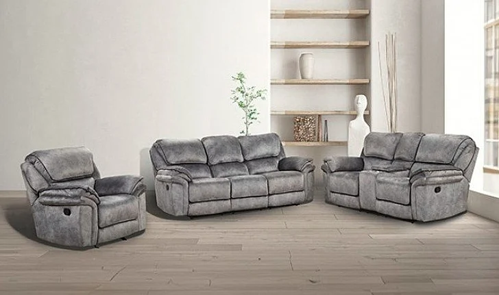 Furniture of America Themis 2pc Reclining Living Room Set in Gray