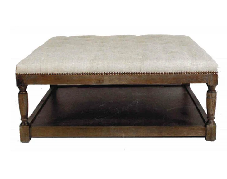 Spectra Home Thomas Square Ottoman in Classic Linen