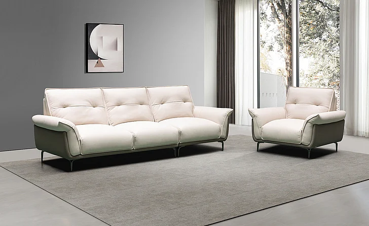Klaussner Skyline Vento 2pc Leather Living Room Set in Ivory