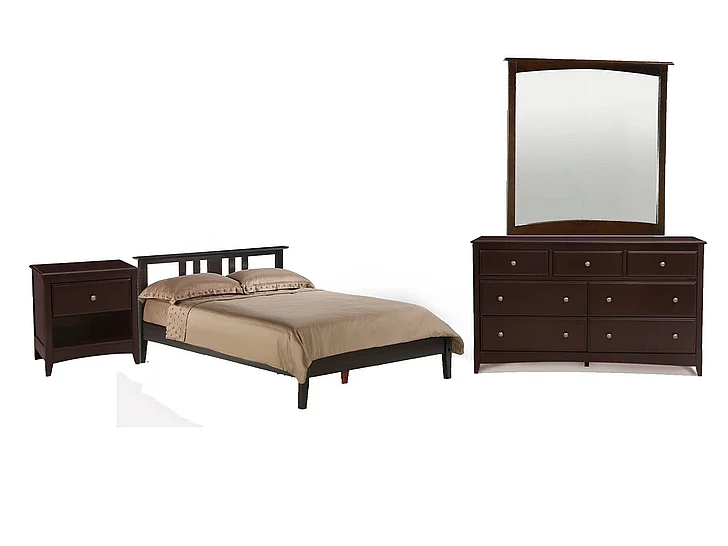 Night & Day Thyme 4pc Platform Bedroom Set in Chocolate