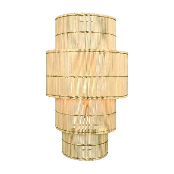 Worlds Away Four-Tiered Wall Sconce in Natural Rattan TIA