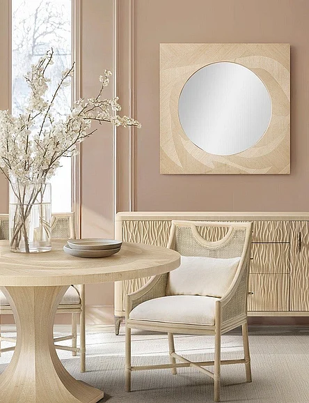 Jonathan Charles Water 3pc Tidepool Round Dining Table Set in Natural Dyed Koto