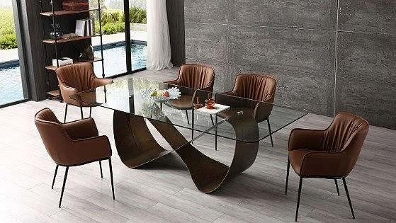 Whiteline Modern Tiffany 5pc Dining Room Set in Bronze