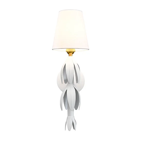 Worlds Away Tinsley Handpainted Tole Petal Sconce in White TINSLEY WH