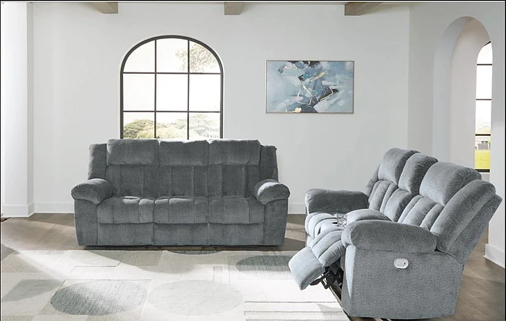Tip-Off Power Reclining 2Pc Living Room Set in Slate